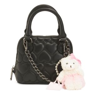 Betsey Johnson Quilted Heart Handbag with Teddy Charm